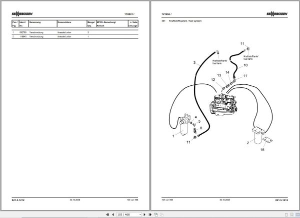 Sennebogen Material Handlers 821 821.5.923 Spare Parts Catalog EN DE 2