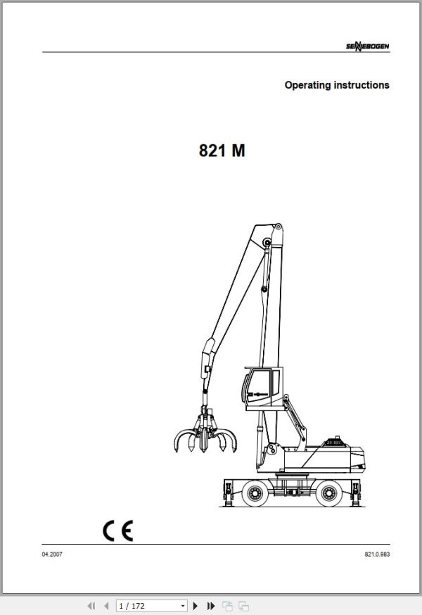 Sennebogen Material Handlers 821 M 821.0.983 Operating and Maintenance Manual 1