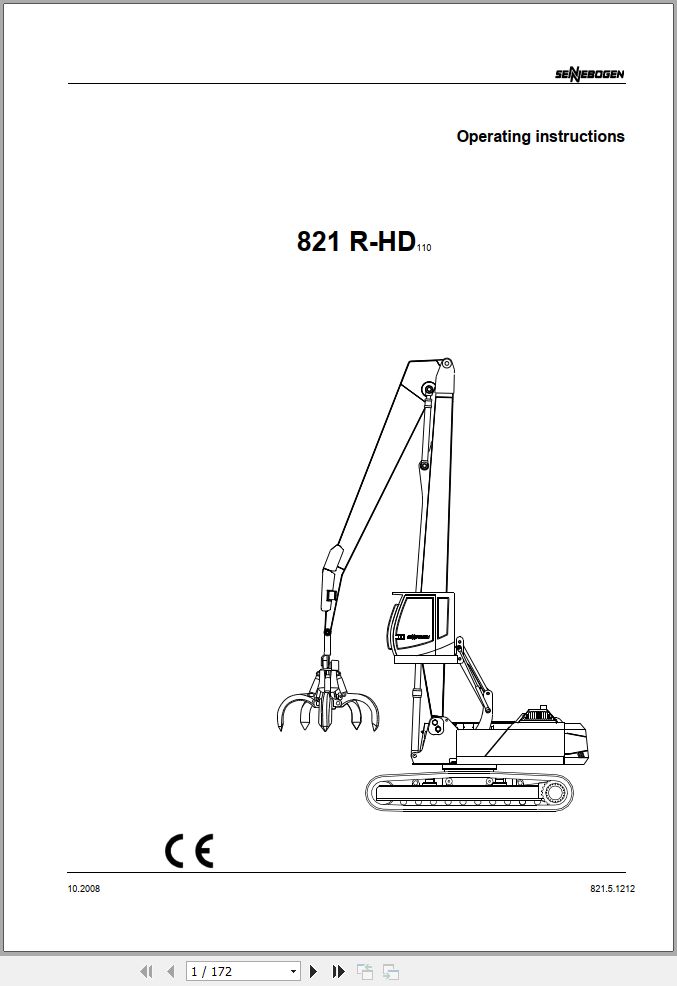 Sennebogen Material Handlers 821 R HD 821.5.1212 Operating and Maintenance Manual 1