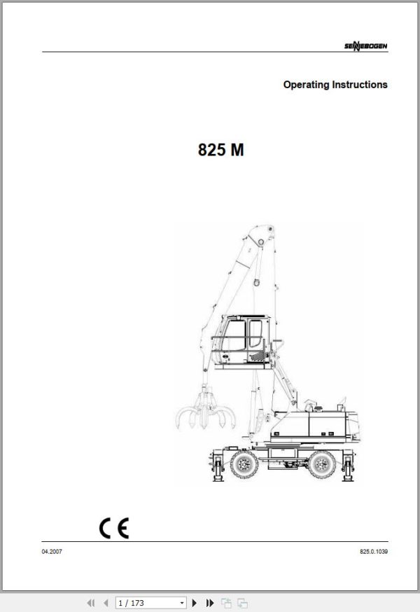 Sennebogen Material Handlers 825 825.0.1039 Operating and Maintenance Manual 1