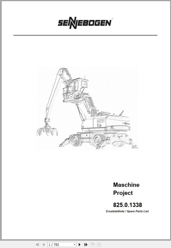 Sennebogen Material Handlers 825 825.0.1061 Spare Parts Catalog EN DE 1