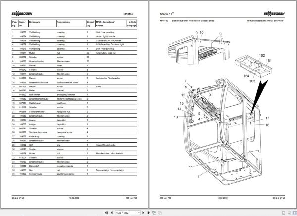 Sennebogen Material Handlers 825 825.0.1061 Spare Parts Catalog EN DE 2