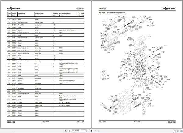 Sennebogen Material Handlers 825 825.0.1148 Spare Parts Catalog EN DE 2
