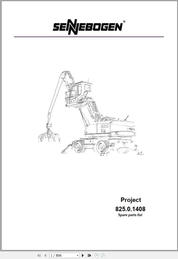 Sennebogen Material Handlers 825 825.0.1151 Spare Parts Catalog EN DE 1