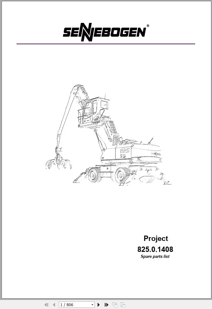 Sennebogen Material Handlers 825 825.0.1151 Spare Parts Catalog EN DE 1