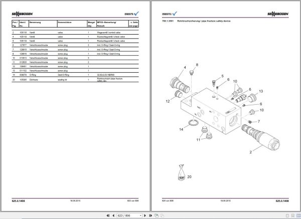 Sennebogen Material Handlers 825 825.0.1151 Spare Parts Catalog EN DE 2