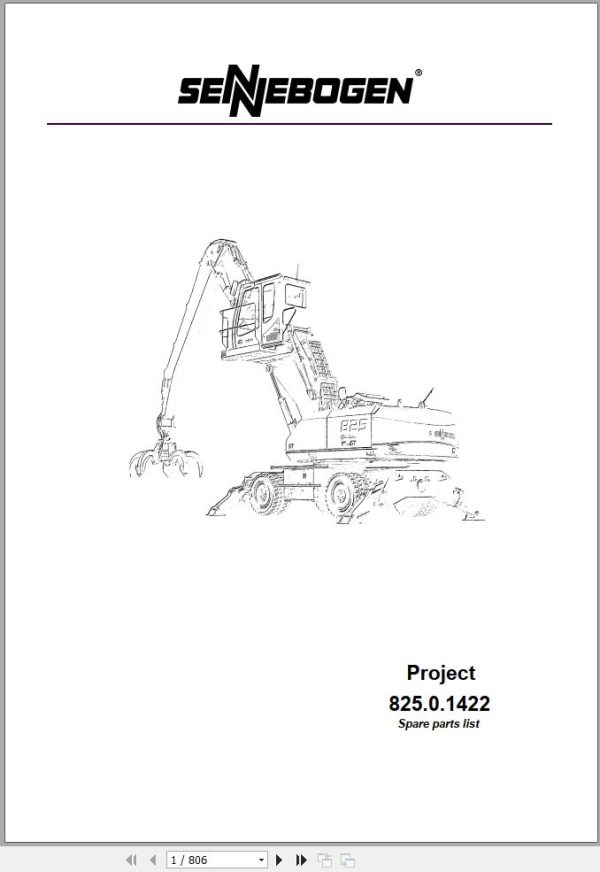 Sennebogen Material Handlers 825 825.0.1309 Spare Parts Catalog EN DE 1