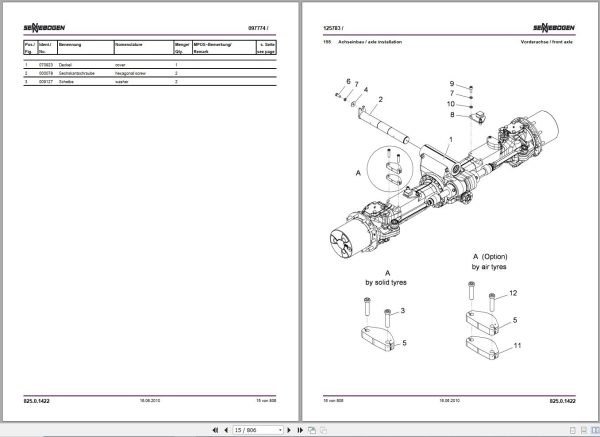 Sennebogen Material Handlers 825 825.0.1309 Spare Parts Catalog EN DE 2