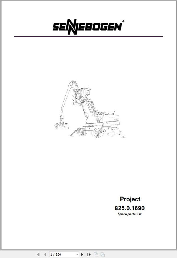 Sennebogen Material Handlers 825 825.0.1338 Spare Parts Catalog EN DE 1
