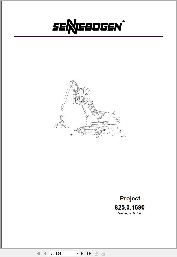 Sennebogen Material Handlers 825 825.0.1338 Spare Parts Catalog EN DE 1