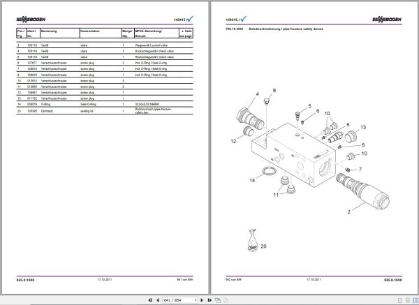Sennebogen Material Handlers 825 825.0.1338 Spare Parts Catalog EN DE 2