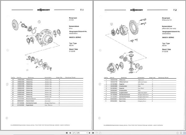 Sennebogen Material Handlers 825 825.0.1352 Spare Parts Catalog EN DE 2