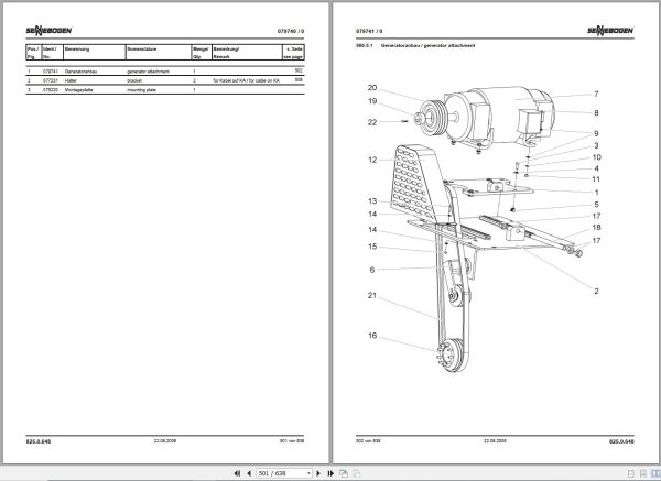 Sennebogen Material Handlers 825 825.0.1690 Spare Parts Catalog EN DE 2