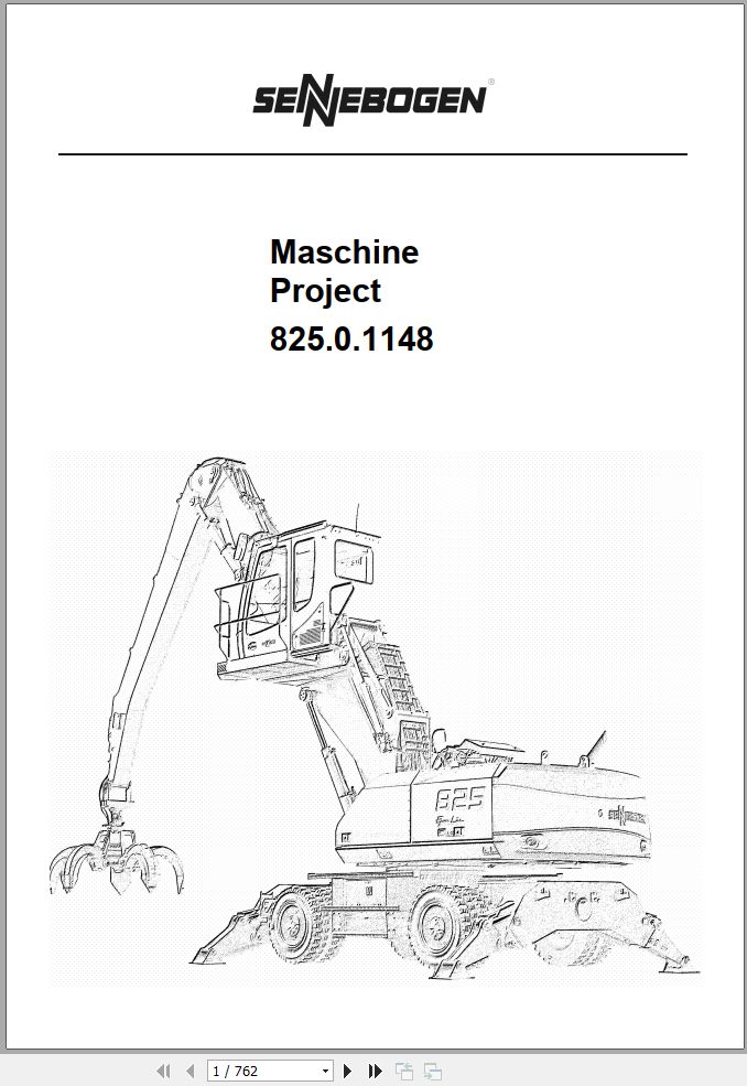 Sennebogen Material Handlers 825 825.0.476 Spare Parts Catalog EN DE 1