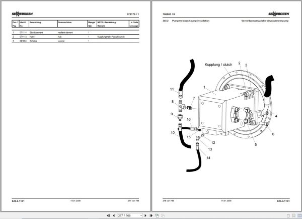 Sennebogen Material Handlers 825 825.0.648 Spare Parts Catalog EN DE 2