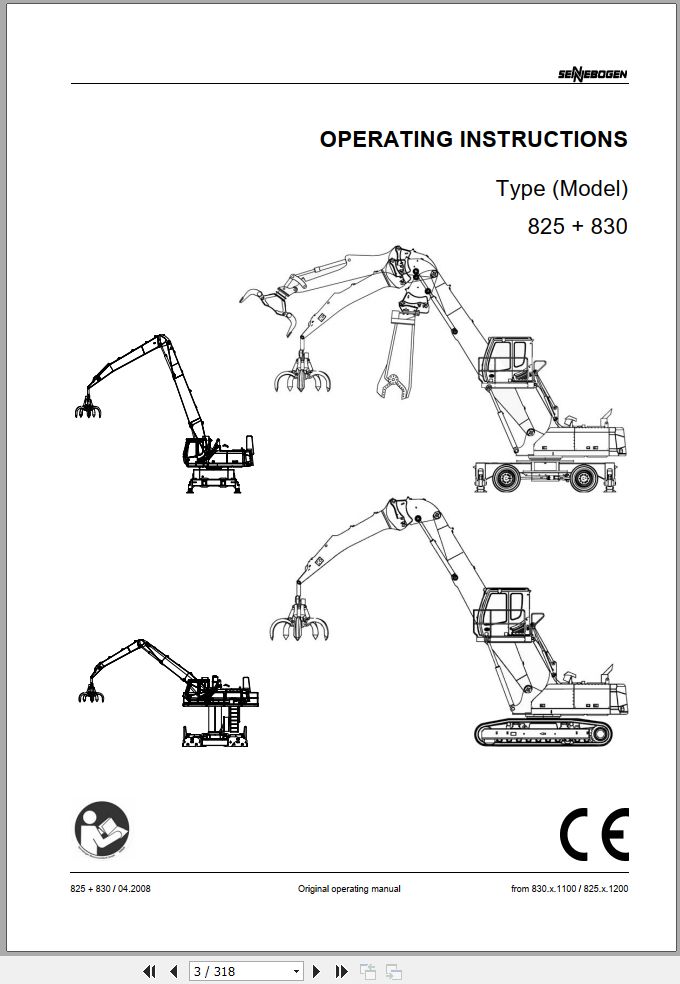 Sennebogen Material Handlers 825 830 825.0.1338 Operating Instructions 1