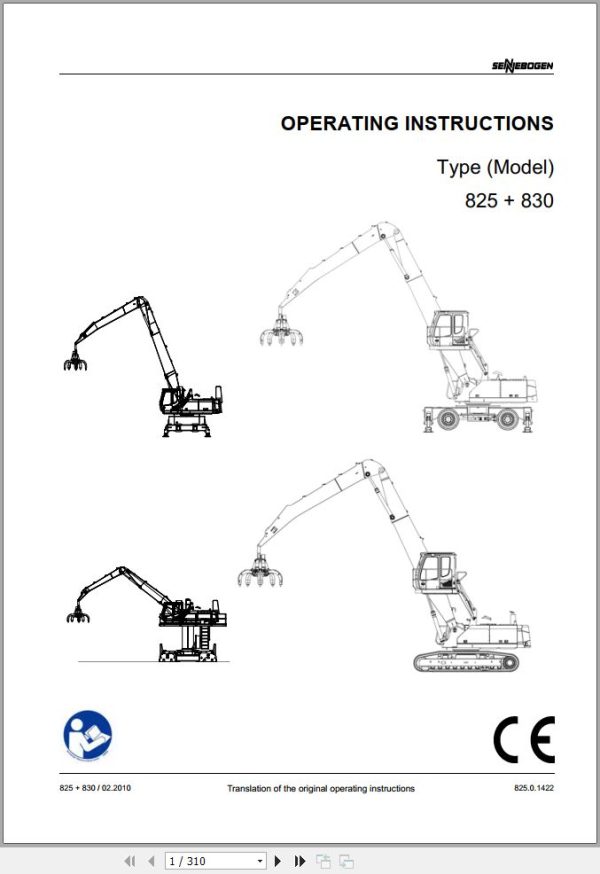 Sennebogen Material Handlers 825 830 825.0.1422 Operating and Maintenance Manual 1