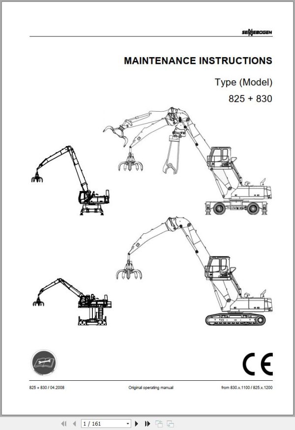 Sennebogen Material Handlers 825 830 830.0.1156 Operating and Maintenance Manual 1