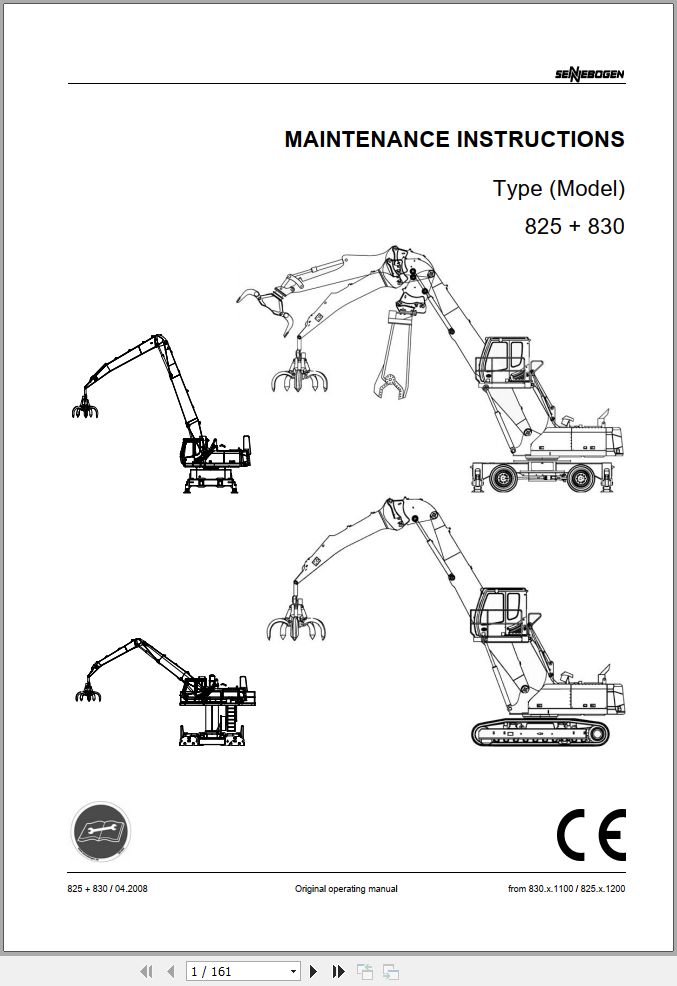 Sennebogen Material Handlers 825 830 830.0.1156 Operating and Maintenance Manual 1