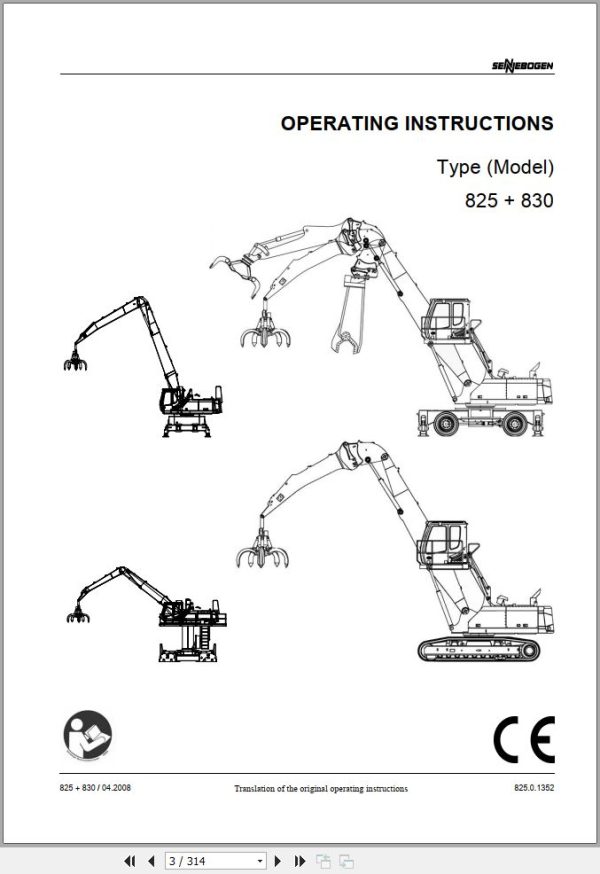 Sennebogen Material Handlers 825 830 830.5.1232 Operating and Maintenance Manual 1