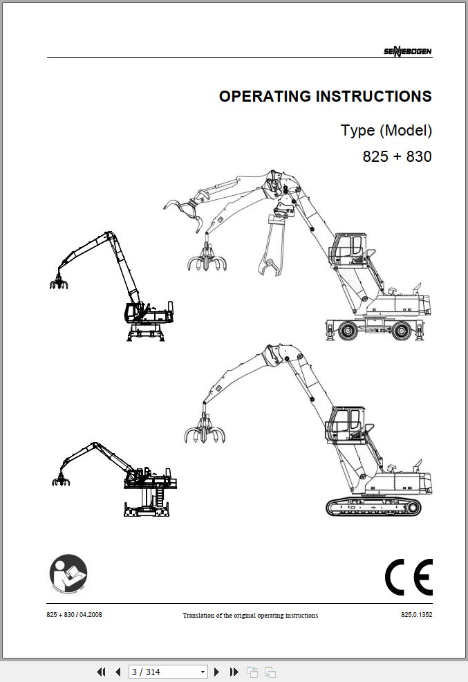 Sennebogen Material Handlers 825 830 830.5.1232 Operating and Maintenance Manual 1