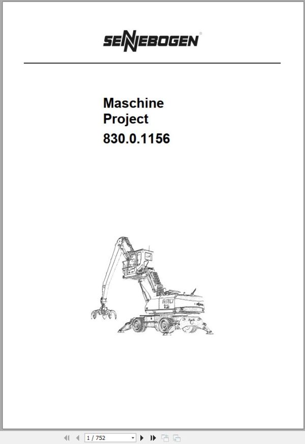 Sennebogen Material Handlers 830 830.0.1156 Spare Parts Catalog EN DE 1