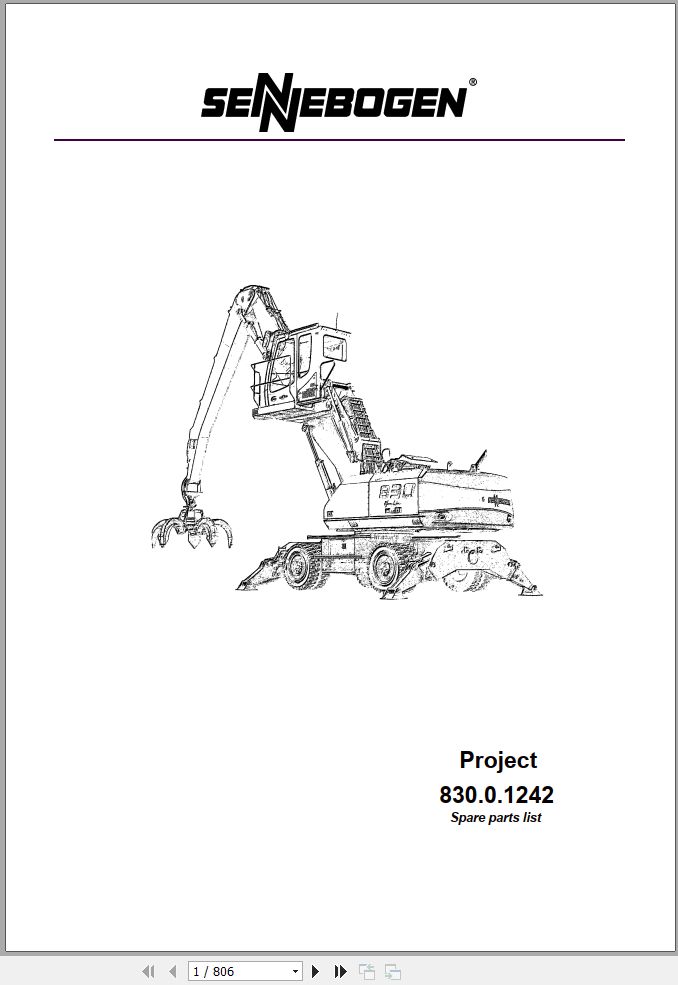 Sennebogen Material Handlers 830 830.0.1242 Spare Parts Catalog EN DE 1
