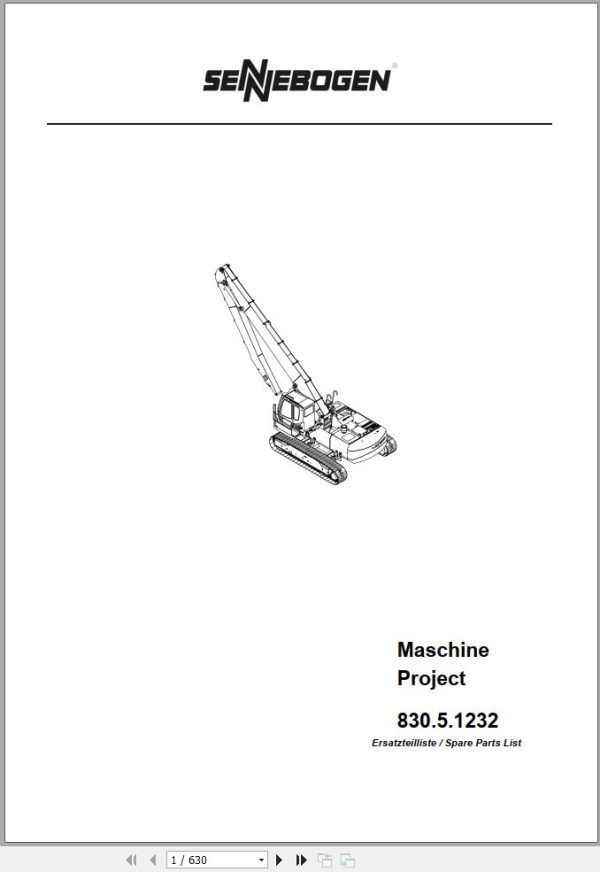 Sennebogen Material Handlers 830 830.5.1232 Spare Parts Catalog EN DE 1