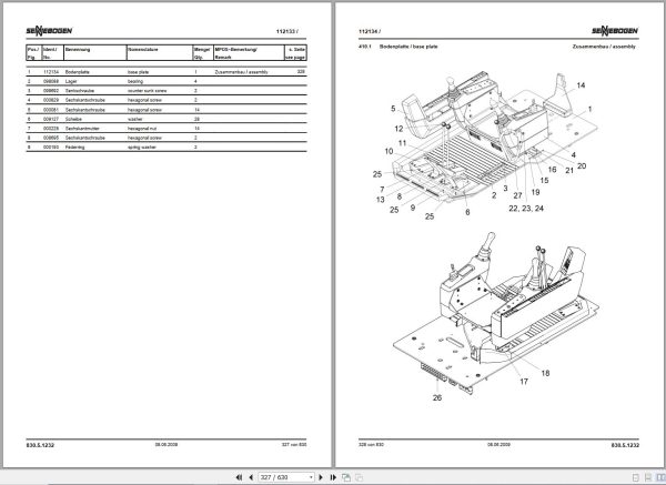 Sennebogen Material Handlers 830 830.5.1232 Spare Parts Catalog EN DE 2