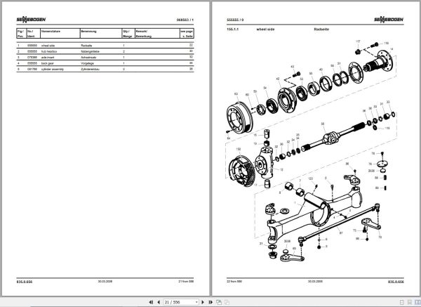 Sennebogen Material Handlers 835 835.0.1121 Spare Parts Catalog EN DE 2