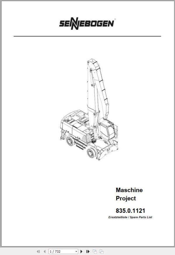 Sennebogen Material Handlers 835 835.0.114 Spare Parts Catalog EN DE 1