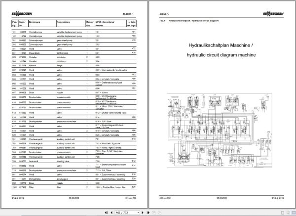 Sennebogen Material Handlers 835 835.0.114 Spare Parts Catalog EN DE 2