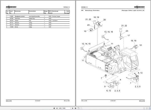 Sennebogen Material Handlers 835 835.0.1246 Spare Parts Catalog EN DE 2
