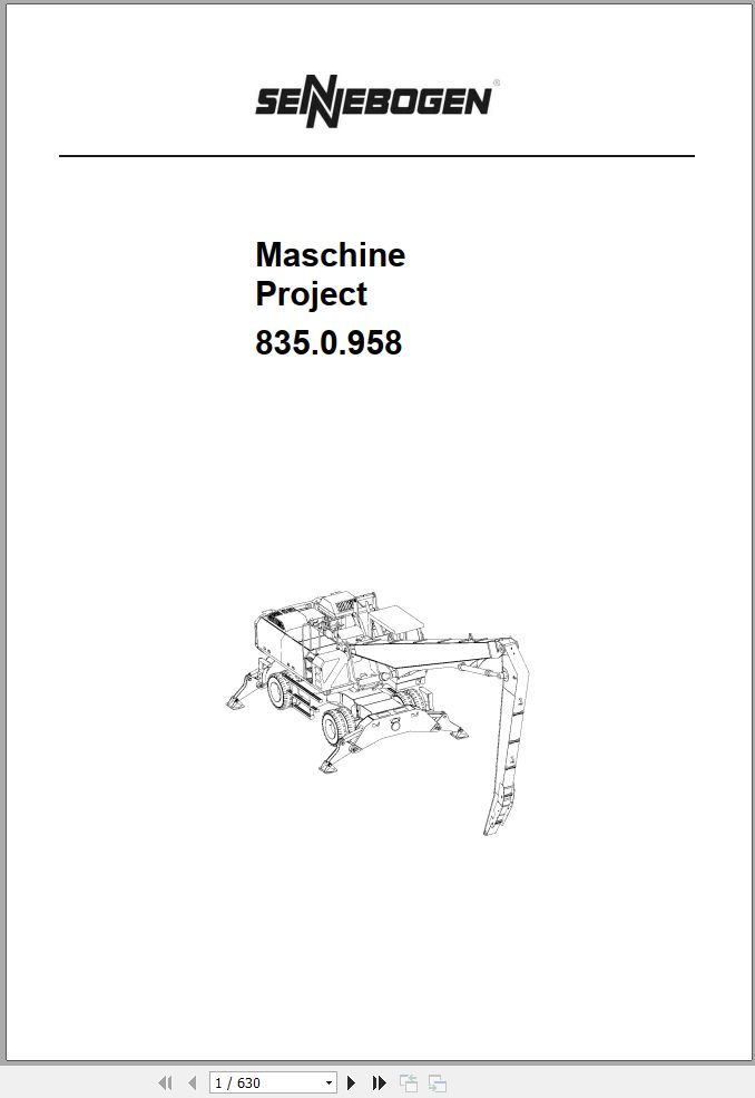 Sennebogen Material Handlers 835 835.0.1270 Spare Parts Catalog EN DE 1