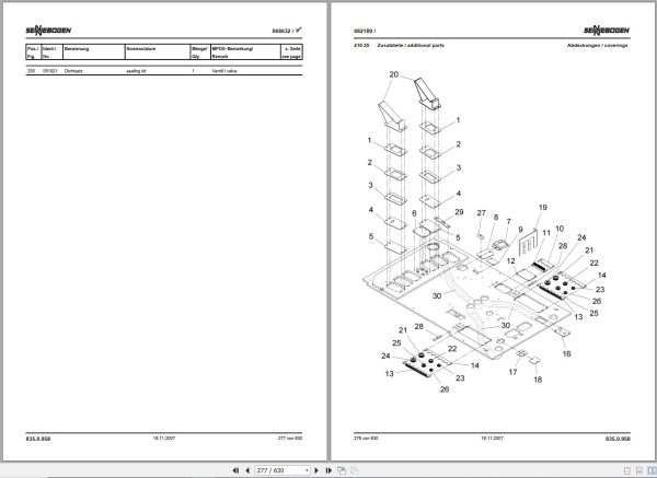 Sennebogen Material Handlers 835 835.0.1270 Spare Parts Catalog EN DE 2