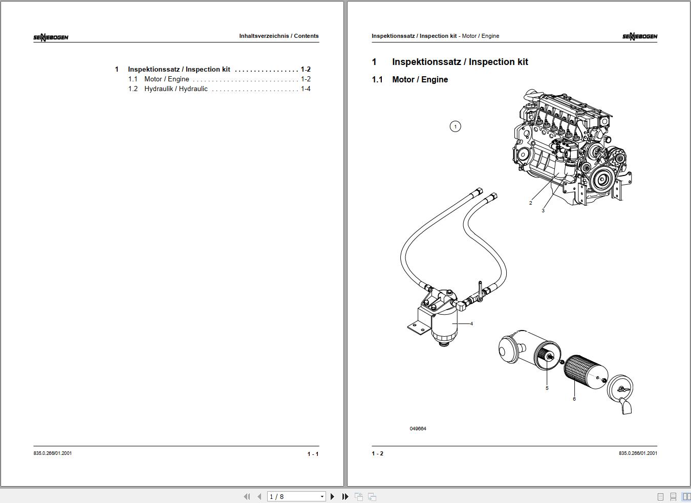 Sennebogen Material Handlers 835 835.0.266 Spare Parts Catalog EN DE 1