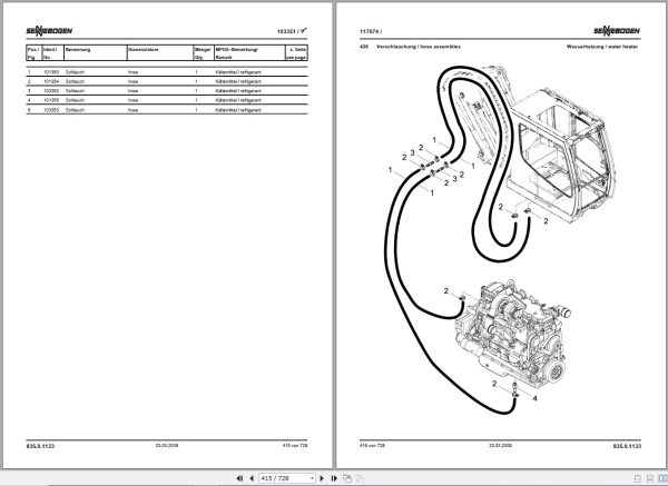 Sennebogen Material Handlers 835 835.0.440 Spare Parts Catalog EN DE 2