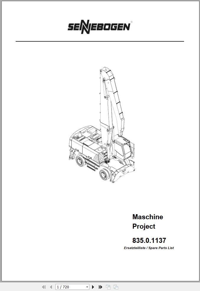 Sennebogen Material Handlers 835 835.0.500 Spare Parts Catalog EN DE 1