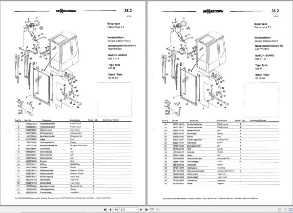 Sennebogen Material Handlers 835 835.0.517 Spare Parts Catalog EN DE 2