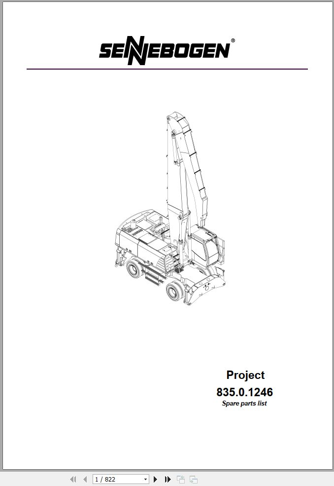 Sennebogen Material Handlers 835 835.0.548 Spare Parts Catalog EN DE 1