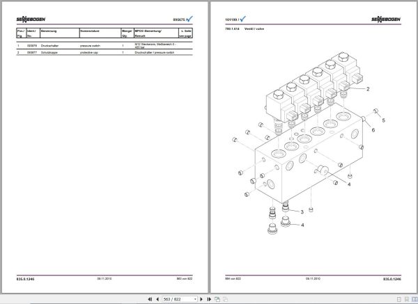 Sennebogen Material Handlers 835 835.0.548 Spare Parts Catalog EN DE 2