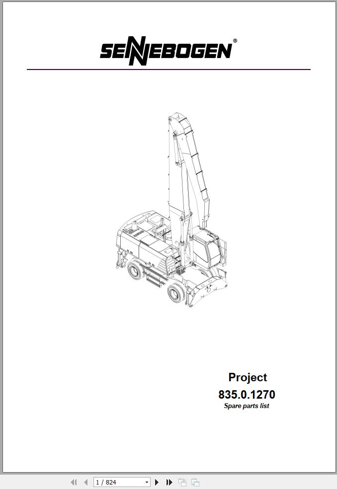 Sennebogen Material Handlers 835 835.0.610 Spare Parts Catalog EN DE 1