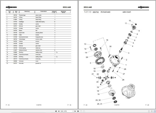 Sennebogen Material Handlers 835 835.0.611 Spare Parts Catalog EN DE 2