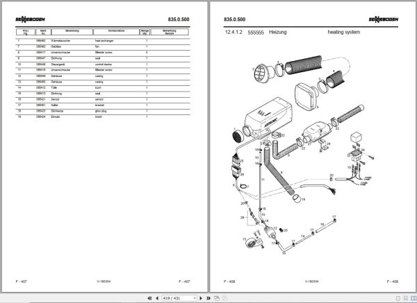 Sennebogen Material Handlers 835 835.0.656 Spare Parts Catalog EN DE 2