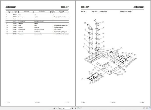 Sennebogen Material Handlers 835 835.0.668 Spare Parts Catalog EN DE 2