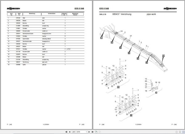 Sennebogen Material Handlers 835 835.0.821 Spare Parts Catalog EN DE 2