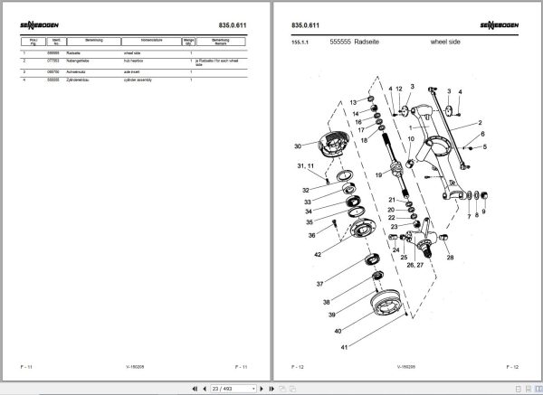 Sennebogen Material Handlers 835 835.0.958 Spare Parts Catalog EN DE 2
