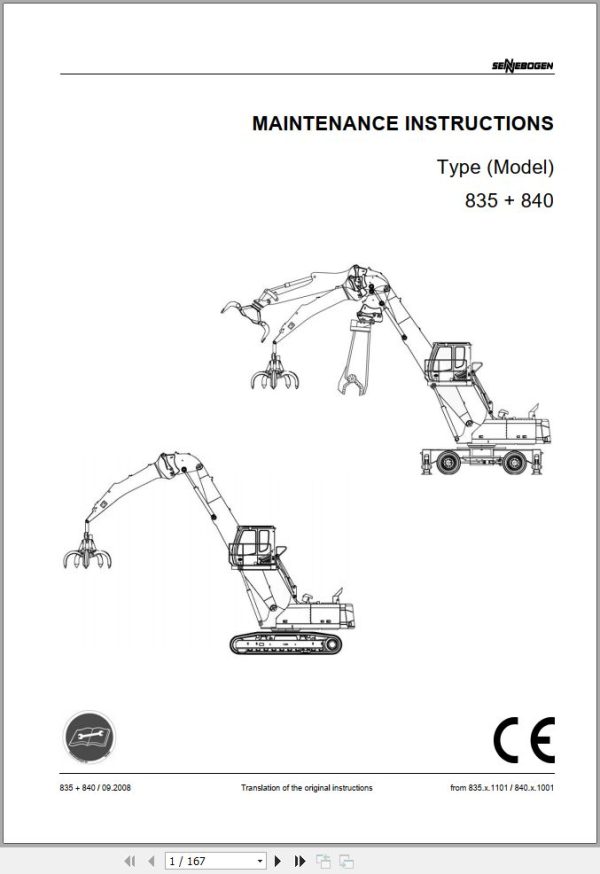 Sennebogen Material Handlers 835 840 835.0.1133 Operating and Maintenance Manual 1