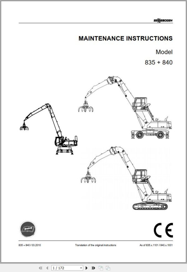 Sennebogen Material Handlers 835 840 835.0.1270 Operating and Maintenance Manual 1