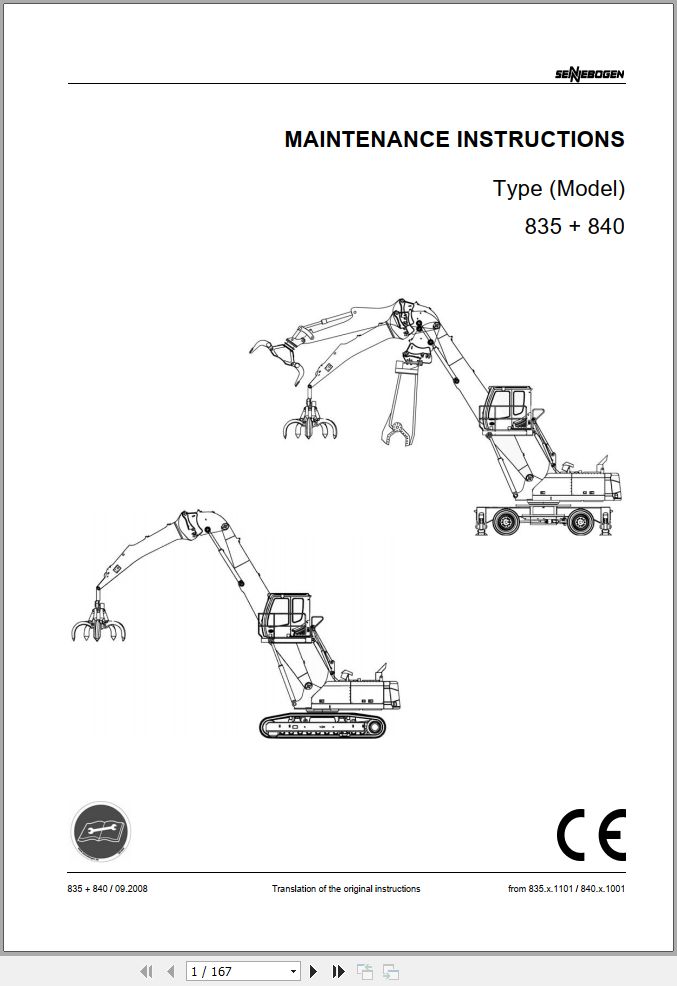 Sennebogen Material Handlers 835 840 840.0.1003 Operating and Maintenance Manual 1